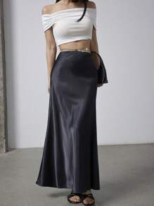 Heiryn Women Plain Color Fashion Skirt Suitable For Summer - Black - View 5