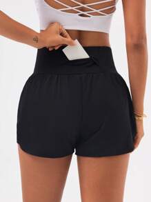 Easithlete Pantalones cortos deportivos de verano casuales de cintura alta de unicolor para mujer