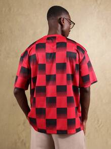 SUMWON Premium Football Jersey Classic Checkered Design Arabic Script Sports Team Uniform Fan Jersey Stadium Wear Stadium Gear Authentic Soccer Style - Red - View 3