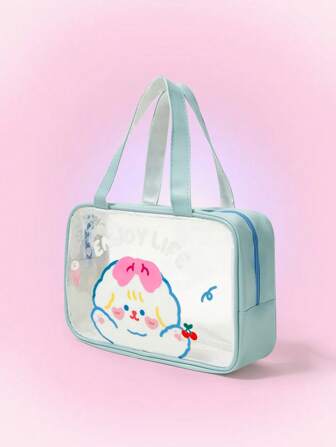 Kawaii حقيبة تجميل شفافة ذات طباعة كرتونية أنيقة وجميلة