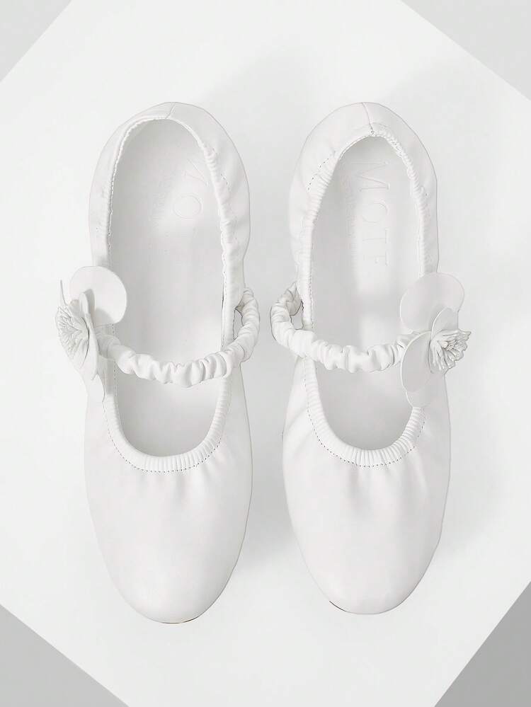 PU LEATHER FLOWERS FLATS
