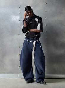 NEON BLANC Men's Street Style Knit Letters Embroidery Jogger Sweatpants, Streetwear-Inspired