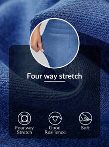 Flexra Plus Size Casual High Waist Bell Bottom Jeans - Blue - View 7