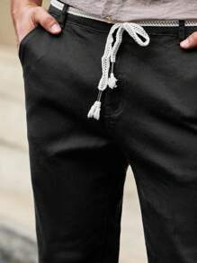 Manfinity VCAY Quần Jeans Ống côn Nam Có Dây Rút Trang Trí, Dáng Thường Ngày - màu đen - Xem 6