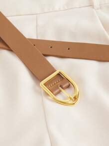 SHEIN MOD 女式卡其色挂脖阔腿连体衣 - 卡其色 - 查看 3