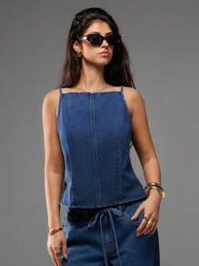 Avantive 夏季休闲系带露背吊带牛仔上衣