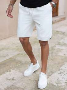 Manfinity Homme Pantalones cortos rectos de unicolor casuales para hombres