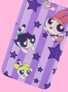 THE POWERPUFF GIRLS X SHEIN Blossom, Bubbles, Buttercup Pattern 3-In-1 Purple ID Card Holder With Lanyard - Purple - View 2