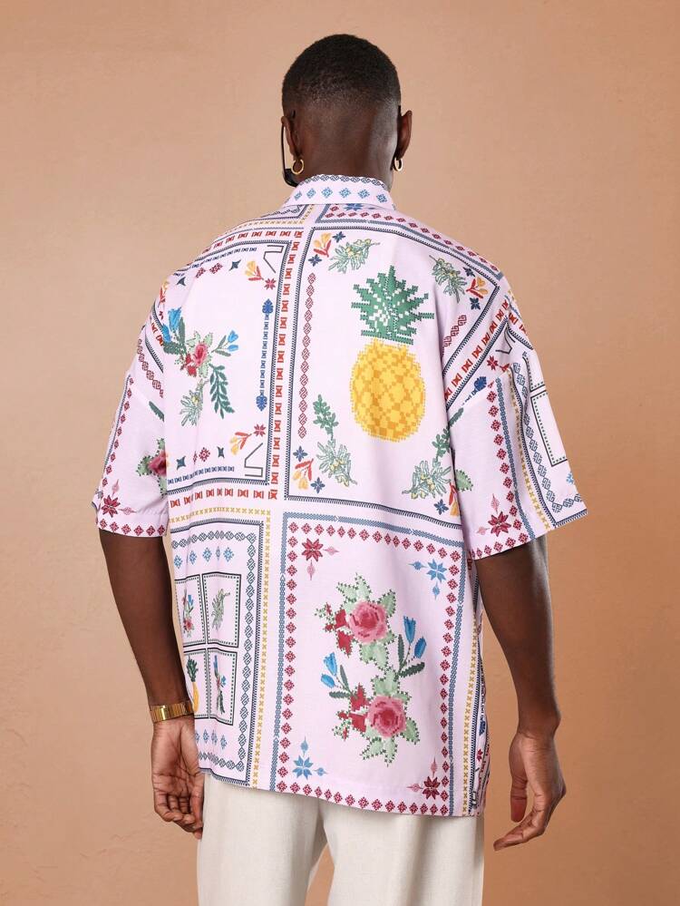 Retro Floral Pineapple Resort Shirt