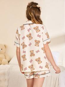 可爱熊印花春季睡衣套装（适合大女孩） - 彩色 - 查看 2