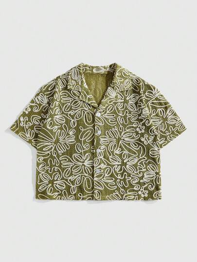 Street Life Men's Loose Drop Shoulder Hollow-Out Knit Casual Shirt,Vacation Shirt