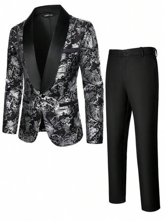 Manfinity AFTRDRK Men's Paisley Patterned Suit Set For Performance, Party