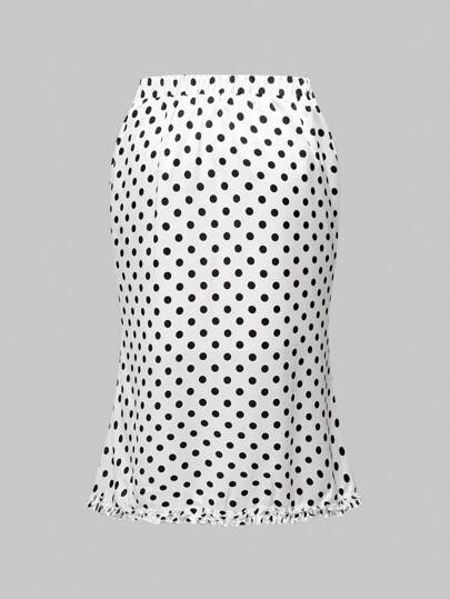 ROMWE Avant Sicily Summer Holiday Italian Inspired Satin Polka Dot Plus Size Skirt