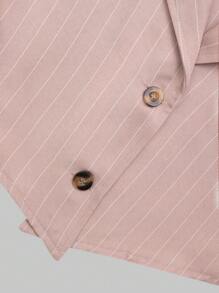 2件套青少年女孩优雅都市通勤蓝白条纹西装外套和裤子套装 - 彩色 - 查看 9