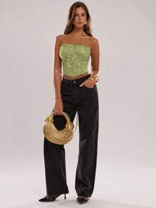 SHEIN BAE Top tubo sin mangas con lentejuelas florales brillantes para mujer, adecuado para club, fiesta, graduación, top con lentejuelas, top para salir, tops de verano, top lindo