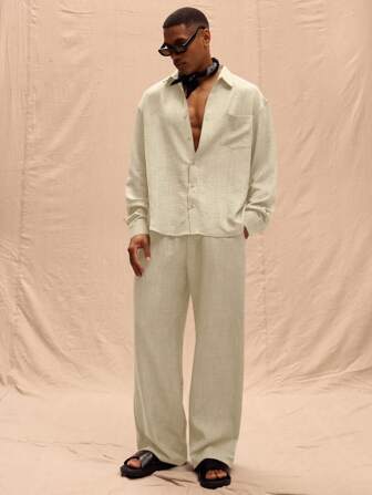 Musero Oversized Leinen Hose nur für Frühling Sommer Urlaub Ostern
