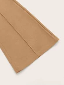 Ellevyn Women Solid Color Daily Wear Plain Flare Pants - Khaki - View 4