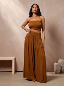 Vixey Ruffle Detail Shirred Strapless Crop Top, Beach Outfits For Woman, Beach Vacation Outfits, Beach Essentials, Women Summer Clothing, Cute Summer Tops