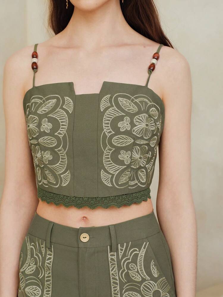 LINEN EMBROIDERY CAMI TOP
