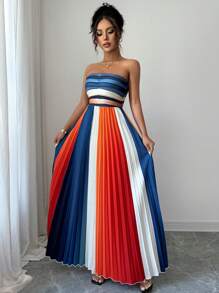 Elenzga 优雅露肩褶饰腰部设计女式连衣裙