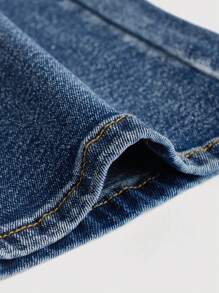 SHEIN Teen Girls Slant Pocket Flare Leg Jeans - Dark Wash - View 5