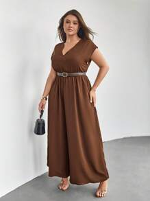 Firerie 大碼後拉鏈不附腰帶闊腿連體褲