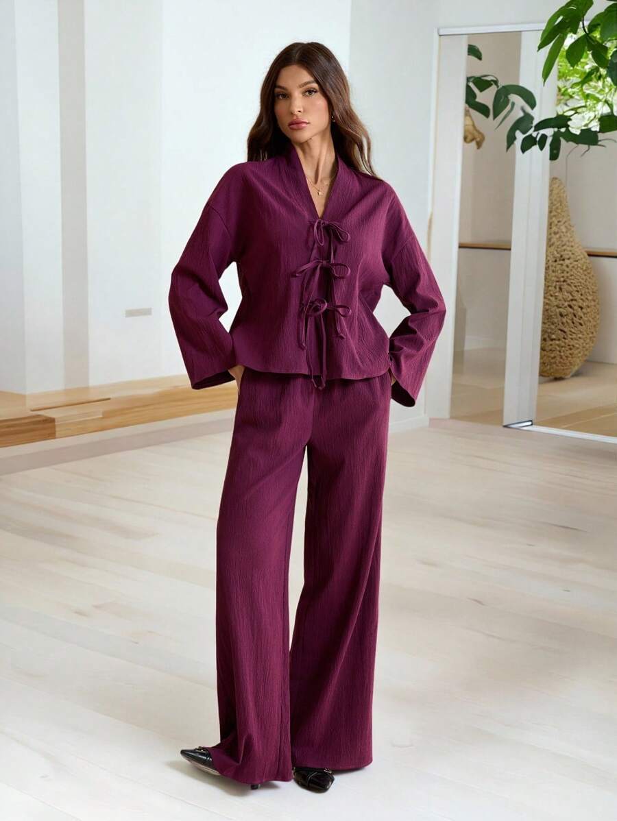 SHEIN Tall Women Two Pieces Outfits For Daily Wear - Purple - View 1