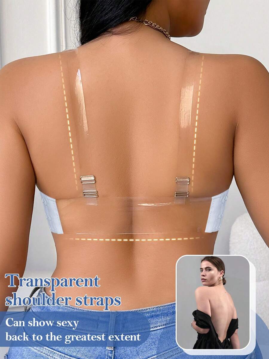 SHEIN Áo ngực ren cỡ lớn có gọng, nâng đỡ và gợi cảm, dây đeo có thể tháo rời, đeo chéo sau lưng, nhiều kiểu mặc, nâng ngực - trắng - Xem 1