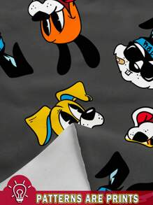 SHEIN EZwear 休闲简约狗狗图案印花连帽卫衣