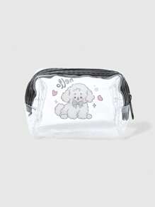 ROMWE Kawaii Süße Welpen Muster transparente Münzbörse Tasche Accessoire