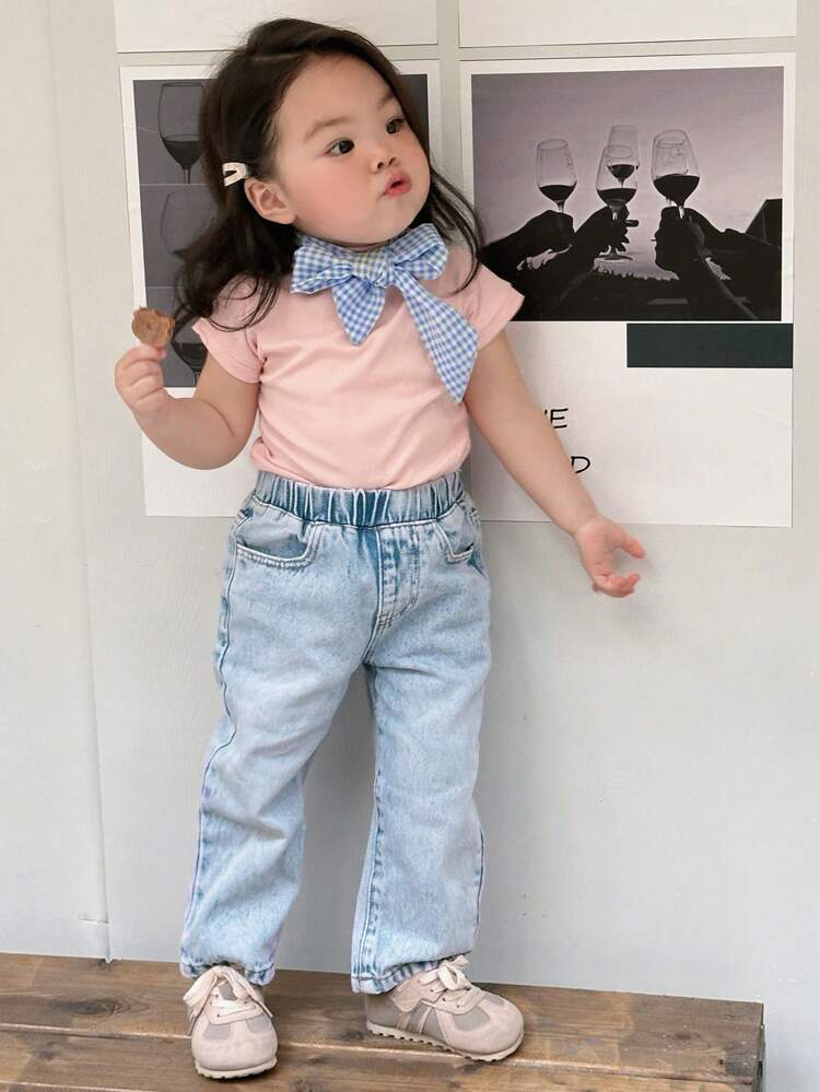 Baby Girl Loose Straight Butterfly Cute Denim Pants, Toddler Fall Clothes