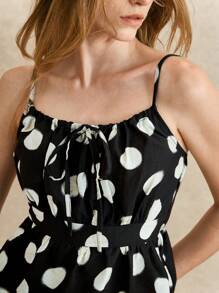 Écloséra Women's INS Style Polka Dot Elastic Waist Camisole Top, Summer Vacation