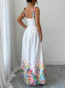 Elenzga Women Casual Placement Flower Slip Dress - Multicolor - View 2