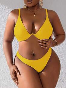 Slaydiva Plus Size Women Summer Beach Sexy Bikini Swimsuit Set