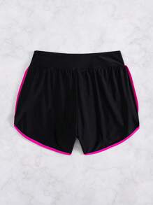 Swim Basics Springbreak 女式纯色撞色边运动休闲短裤沙滩裤 - 黑色 - 查看 6
