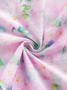 SHEIN MOD Women's Tie Dye Floral Swimsuit Set For Beach Holiday