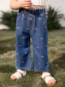 Cozy Pixies Baby Girl Butterfly Pattern Elastic Waist Flared Pants, Versatile & Comfortable - Blue - View 5