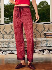 EverLounge Women's Simple & Comfortable Satin-Like Pajama Bottom Pants - Red - View 4