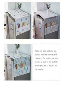 1pc Refrigerator & Washing Machine Dustproof Waterproof Oilproof Cover(Random Print) For School,Office,Household,Travel,Bag,Organizer,Storage - White - View 4