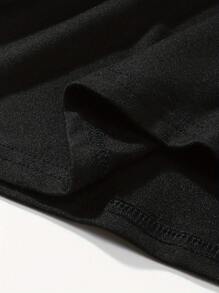 SHEIN 女士加大码休闲白色图案超大 T 恤，带有闪亮天使翅膀设计，短袖圆领上衣，适合春夏季 - 黑色 - 查看 6