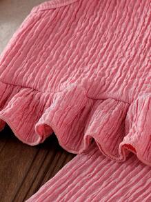 SHEIN Baby Girl Casual Daily Fashion Floral Embroidery Delicate Strap Top And Solid Color Pants Set, Cute Sunshine Outfit For Summer Outdoor Toddler Girl Two Piece Set Toddler Girl Clothes Baby Girl Summer Outfit Girls Two Piece Outfits 2 Piece Set Toddler Girl, 2 Piece Baby Girl Pants And Top, Baby Girl Summer Outfit, Baby Girl Floral Outfit - Pink - View 5