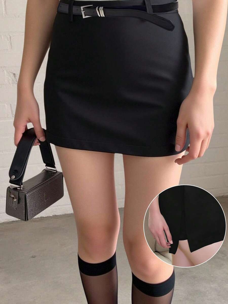 INAWLY 女士休闲性感超短裙 - 黑色 - 查看 1