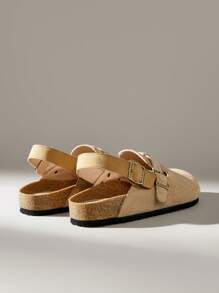 Solecia Ladies Adjustable Buckle Design Casual Comfortable Flat Shoes - Khaki - View 4