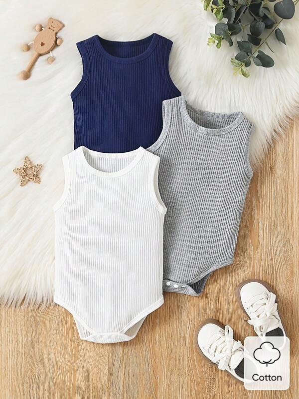 SHEIN Vintaside Kids 3 قطع مجموعة صيفية عادية للأولاد الرضع، تشمل سترة وبودي سويت، من قماش ناعم ومريح، مناسبة للعطلات والرحلات والمدرسة والتجمعات اليومية، للأعياد الربيع والصيف
