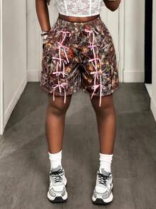 BamGleam Short pour femme avec décoration de nœud, à la mode pour l'été