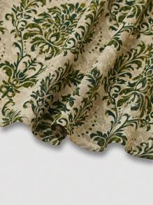 SHEIN Tall 大码女式高腰印花针织连衣裙配开衫两件套，波西米亚度假风 - 綠色 - 查看 7