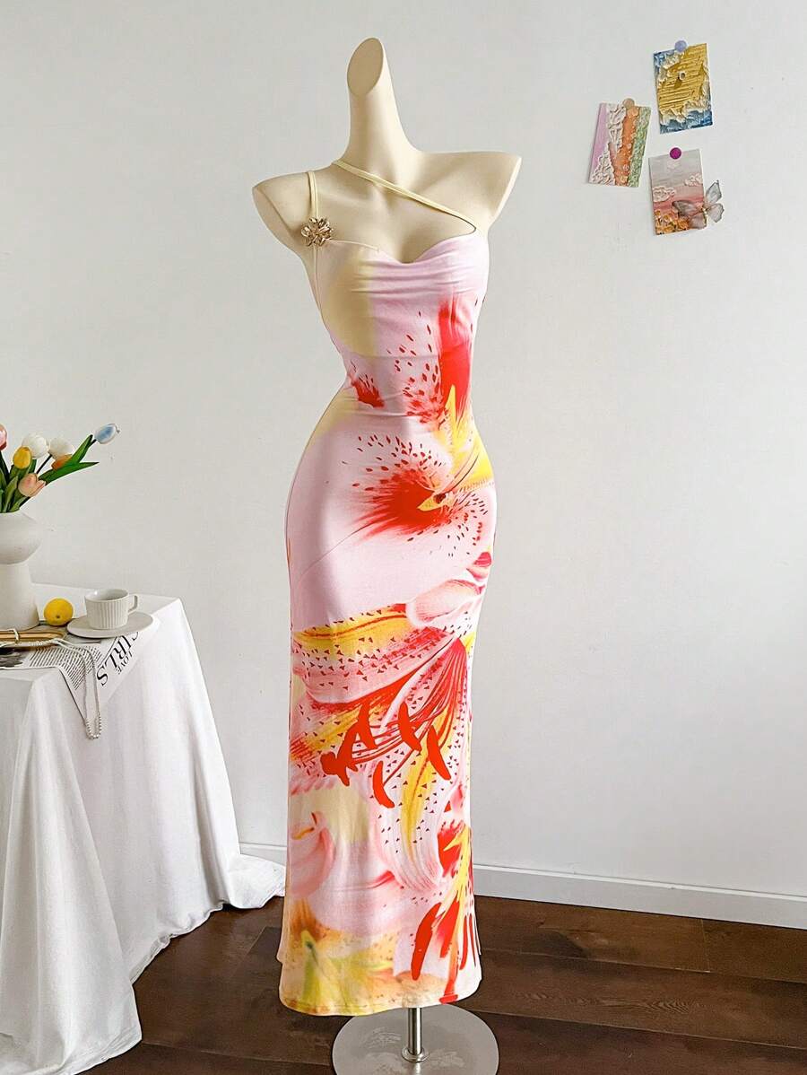 Soleia Vacation Beach Outfits For Woman Vacation Outfits Woman Summer Outfits For Women Women's Floral Print Sleeveless Fitted Dress, Summer Holiday Style