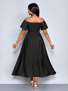 SOLERSUN 女士优雅度假连衣裙，船领修身剪裁，适合度假、日常生活和约会 - 黑色 - 查看 2