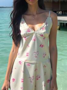 Women's Digital Print Loose Cami Top And Mini Skirt 2 Pieces Set - Multicolor - View 4