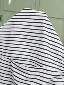 SHEIN Maternity Blue And White Striped Pleated Striped Spaghetti Strap Tank Top And Adjustable Waist Shorts Set, Summer Women's Summer Clothing Maternity Two Pieces Set, Casual Vacation